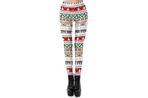 ShopINess Leggings Natalizi Leggings di Natale da Donna Leggings Sportivi per Yoga Palestra Sport Fitness Leggings con Stampa Natalizia