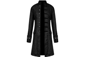 Crubelon Herren Steampunk Vintage Frack Jacke Gothic Viktorianischen Gehrock Uniform Halloween Kostüm