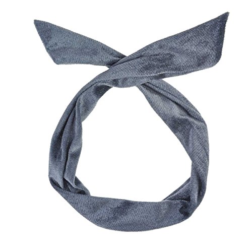 Velvet Wire Headband Hair Band Vintage Retro Bendy Wrap (Grey)