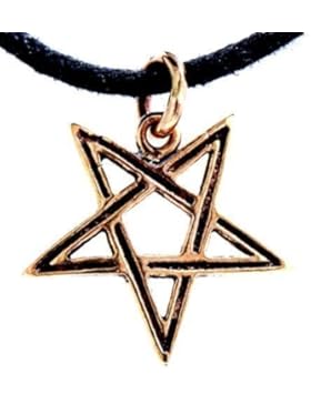 Pentagramm Anhänger aus Bronze mit Baumwollband
