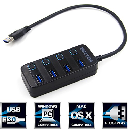 GIM USB 3.0 4-Port Mini Hub Extra Superspeed Verteiler Plug & Play für PC Notebook Laptop Netbook Computer Windows MAC bis 5Gbps Datentransfer