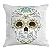 Produktbild WCMBY Sugar Skull Decor Throw Pillow Cushion Cover, Folk Calavera Elements Floral Day of The Dead Theme Figure, Decorative Square Accent Pillow Case, 18 X 18 inches, Apple Green Brown Seafoam