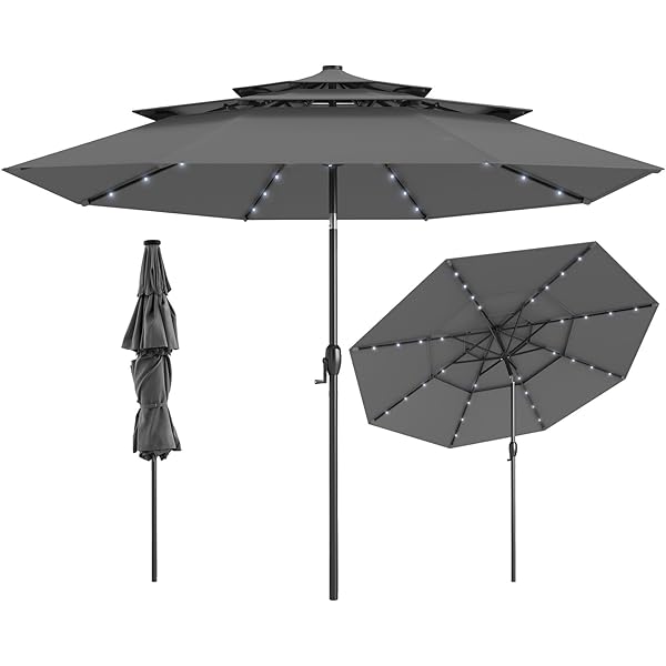 Strand-/Tuinparasol met volant 200 cm - Licht grijs