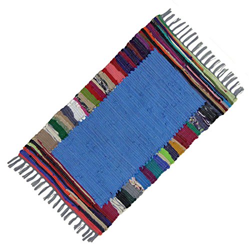 Preisvergleich Produktbild Indianbeautifulart Handgewebte Mehrfarbenteppichmatte Recycelt Chindi Baumwolle Flickenteppich Boden Wurf 34"X 20" Zoll