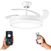 IluminaShop Ceiling Fan with LED Light White-Olg APP with Dimmable CCT Light and Dimmer Control, DC Motor 30W+Light 36W, Quie
