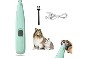 AMNF Tagliacapelli per zampe di cane, USB Rechargable Dog Clippers, 40 dB Low Noise Dog Cat Electric Hair Trimmer with LED, for Paws, Eyes, Ears, Face, Rump(Green)