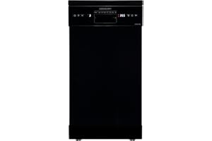 Cookology CFSD4510 Slimline Freestanding Dishwasher in Black - 45cm Width - Compact Design - 10 Place Settings - 6 Wash Cycles - LED Control Panel - 8 Hour Delay Timer - Ideal for Small Families