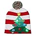 Produktbild Ahomi LED Weihnachtsmütze Niedlicher Weihnachtsbaum Strickmütze Wintermütze Warme Mütze Dekoration Geschenk rot