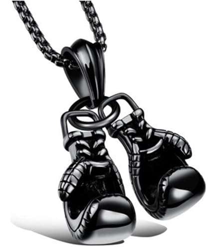 COOLSTEELANDBEYOND Guantoni da Boxe Ciondolo, Collana con Pendente da Uomo Ragazzi, Acciaio Inossidabile, Palla Catena 60CM