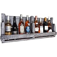 Upcycling Handmade Palettenregal Wandbar (HxB : 8o x 39 cm) für 8 Flaschen im shabby chic used Look