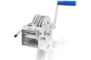 Husar Winch Cabrestante Manual de 4500 lbs | 2040 kg Con Cable de Acero De 7,5 metros, Fabricado En Acero Inoxidable, Freno de Trinquete, De Simple Efecto, Para Barcos, Remolques, Industria