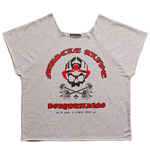 Musclealive Hommes Bodybuilding Rag Top Workout Terry Coton - Ma Gris - Taille XL-(Poitrine:38 po -41 po )