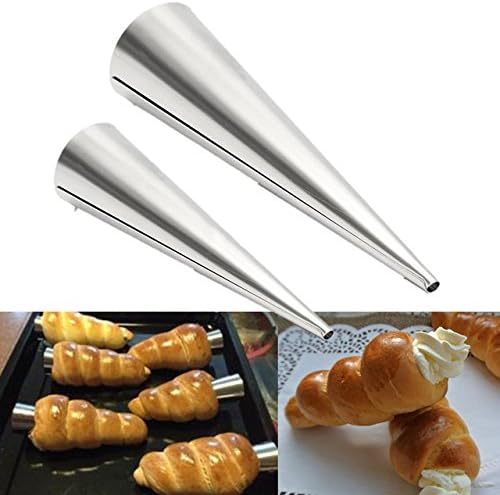 Cannoli Tube,Auykoop Stainless Steel Cake Cream Horn Croissant Cone Round Form Tubes Bread Molds Cake Cream Horn Tool