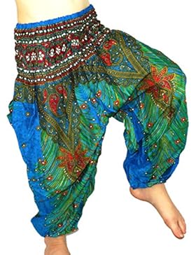 Harem 3/4Jahre Kinder Hose Ethnische Harem Pant Children Aladin Boho Mädchen Jungen blau türkis blue Turkish