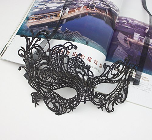 Venezianische Venetianische Stoff zum binden Maskerade Maske Karneval Kostüm Fasching Verkleidung Shades of Grey Herren und Damen Funkelnd Mitternacht Schwarz - 5