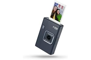 Fujifilm instax mini LiPlay+ Midnight Blue - Fotocamera Istantanea Ibrida e Stampante per Smartphone, schermo LCD, registrazione audio, doppio obiettivo, principale e grandangolo selfie, 320dpi