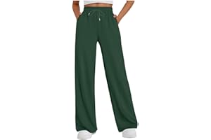 GENERICO Pantaloni Sportivo Donna a Gamba Dritta Palazzo Lounge Pantalone Larghi a Vita Alta Elastico con Coulisse e Tasche Pantaloni Tuta Felpati Invernali Comodo Sweatpants Baggy in Pile per Yoga e Fitness