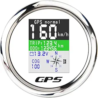 ELING Universal TFT GPS Speedometer Adjustable Odometer with Voltmeter 9-32V for Car Motorcycle Tractor Truck 85mm (White)