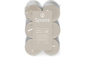 Spaas Scented Tealights flatpack x12 4.5h, Mindful Morning, Warm Grey