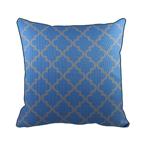 43 x 43 cm Duck Egg Blau Grau Geometrische Muster, Design Marokkanische Gitter Vierpass-Kissen Bezug – Für Sofa Outdoor Bett Geschenk Home Decor Kissen