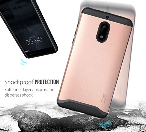 Nokia 6 Funda  Caja protectora TUDIA MERGE TAREA PESADA Protecci  n EXTREME de doble capa para Nokia 6  Oro Rosa 