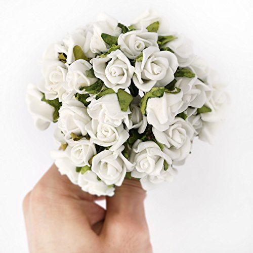 100er WEISS Schaumrosen Brautstrauss Rosenstrauss Kunstrose Hochzeit Deko - 4