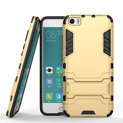 Xiaomi Mi 5 Funda Case  Moonmini   2 en 1 Armour estilo duro de doble capa de armadura Defender Hard Funda con Soporte para Xiaomi Mi 5  Dorado