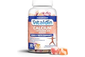 VITALDIN Calcio 500 mg + Vitamina D3 Gummies – 1.000 UI Vitamina D – 60 Caramelle Gommose (1 mese), gusto Frutti Assortiti – Aiuta a mantenere Ossa e Denti - Senza glutine - Bambini e Adulti
