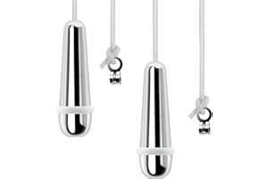 CucuGo 2pcs Bathroom Light Pull Cord - 150CM Length - Cord Connector Chrome - 6 X 2.2CM Teardrop Pull Cord Handle - for Bathroom Toilet Light Ceiling Light Fan Switch