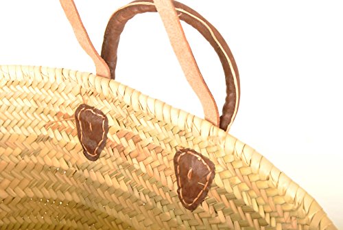 IBIZA Korbtasche aus geflochtenem Palmblatt mit Lederhenkel - 4