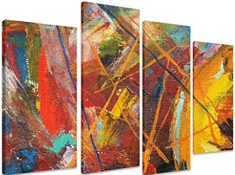Canvas Art Picture - Textured Abstract Background Painting + 4 Panel Extra Large - Multi Split Panel - Total Size 152cm x 111cm (60"x44") - Stapled onto Timber frames, ready to hang - Exclusive Art by Fluffy Cloud Design