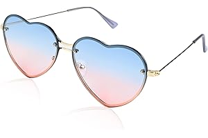 FORMIZON Herzform Sonnenbrille, UV400 Mode Rimless Sonnenbrille, Herz Geformt Sonnenbrille Metallrahmen Retro Sonnenbrillen Hippie Brille, Bunte Herzbrille Dünner für Herren Damen Zubehör