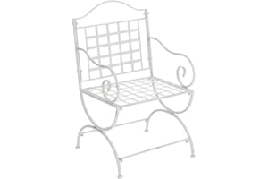 CLP Żelazne krzesło Lotta w stylu secesyjnym, krzesło outdoorowe z podłokietnikami, ręcznie wykonane krzesło ogrodowe z żelaza, dostępne, kolor: antyczny biały