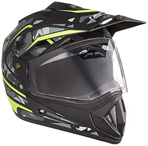 Vega Off Road D/V ABS Shell Helmet- Camo Dull Black Neon Yellow , Large