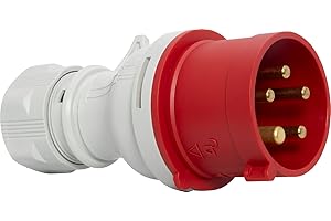 Brennenstuhl Spina Elettrica CEE a 5 Poli per Uso Esterno, Presa Industriale Maschio CEE 400V/32A, Connessione Avvitabile, Utilizzo in Cantieri, Campeggio, Applicazioni Commerciali, IP44, 32A