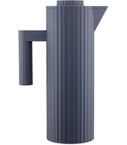 Alessi Plissé MDL12 R - Design thermoskan, dubbelwandig isolatieglas aan de binnenkant, van thermoplastisch hars, 100 cl, rood