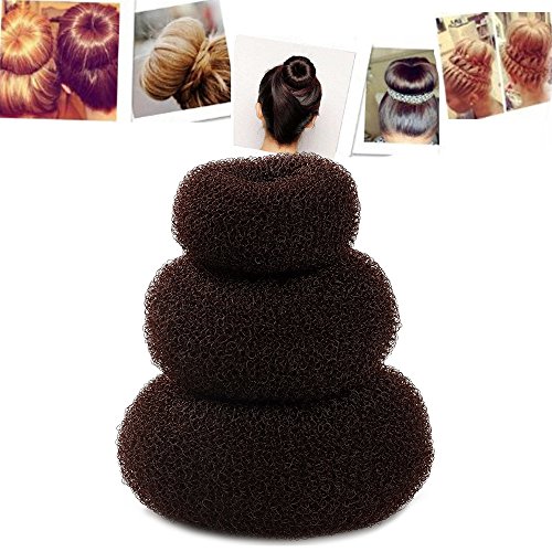 ASIV Haare Stil Donut Haarband Stirnbänder für Damen, Mode Haar-Accessoires – inklusive 3 Stk braun (groß, Mittel, klein) - 2