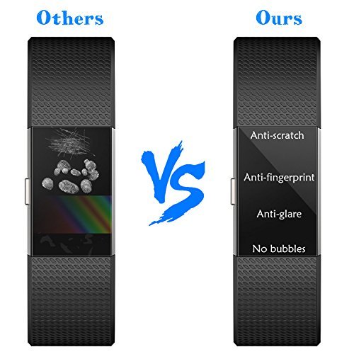 Fitbit Charge 2 Schutzfolie (6er-Pack), PEMOTech Extrem HD PET Film Extrem Hohe Definition Unsichtbarer & Anti-Gluck-Bildschirmprotektor Displayschutzfolie für Fitbit Charge 2 (2016) - 4