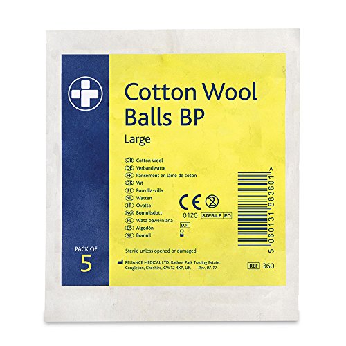 Reliance REL360 Cotton Wool Ball BP, Sterile (Pack of 5)