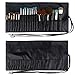 Travelmall Makeup brush rolling case pouch holder Cosmetic bag organizer Travel portable 18 pockets Cosmetics Brushes leather case (black)