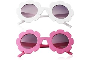 YUFFQOPC 2 Pairs Kids Sunglasses Flower Sunglasses Polarized Sunglasses UV 400 Protection Girls' Eyewear Baby Glass Summer Accessories Flexible Frame for Toddler Girls and Boys