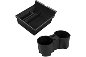 MIEBA [Lot de 2] pour Accessoire Tesla Model 3 Y 2021 2022 2023 Boîte de Rangement pour Console Centrale floquée + Porte-gobelet en Silicone pour Accessoire de Console Centrale Tesla modèle 3 Y 2022 2021