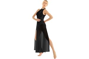 IEFIEL Justaucorps Gymnastique Danse Femme Robe Ballet Latine Rumba Samba Tango Danseuse Tenue Danse Contemporaine Robe de Soirée Fête Cocktail XS-XXL