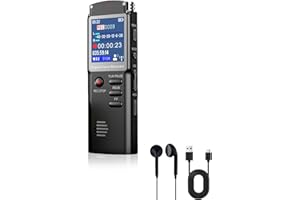 PopuLike 64GB Digital Voice Recorder Dictaphone with HD 1536Kbps Recording, Voice Activation, Audio Recorder with MP3 Player, USB-C Cable, 10H Battery for Lectures Meetings Interviews