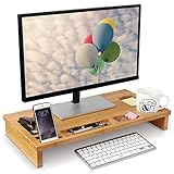 Exquisites Material: natürlicher Bambus mit hochwertiges Zubehör, glatte lackierte Bambusoberfläche, super für Bildschirm,TV usw. Modernes Design bringt einen schicken Anblick in jedes Zuhause/Büro.