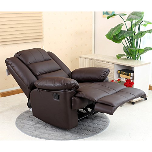 LOXLEY LEATHER RECLINER ARMCHAIR SOFA HOME LOUNGE CHAIR RECLINING GAMING (Brown)