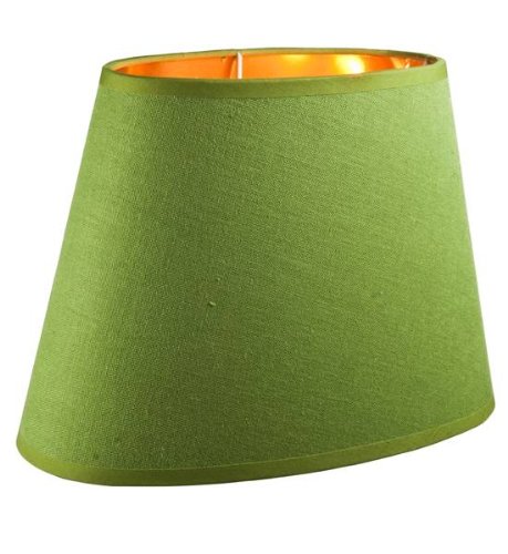 hochwertiger Leinen Lampenschirm oval - grün - innen gold - 28 cm