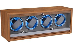 KZAN Automatic Watch Winder with LED Light Soft Flexible Watch Pillow AC Adapter Quiet Motor 4 Rotation Modes 4 Slots