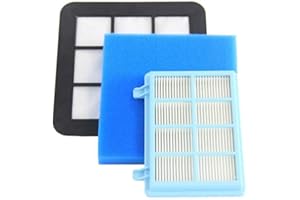WuYan Kit de Filtros de Vacío para Philips Power Pro Compact FC9331/09 FC9332/09 FC8010/01 - Antialergias, Protección del Motor y Espuma (Reutilizable, Lavable)
