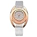 Produktbild Sguan-wu Frauen Quicksand Strass Round Dial Analog Steel Band Quarz-Armbanduhr Silver